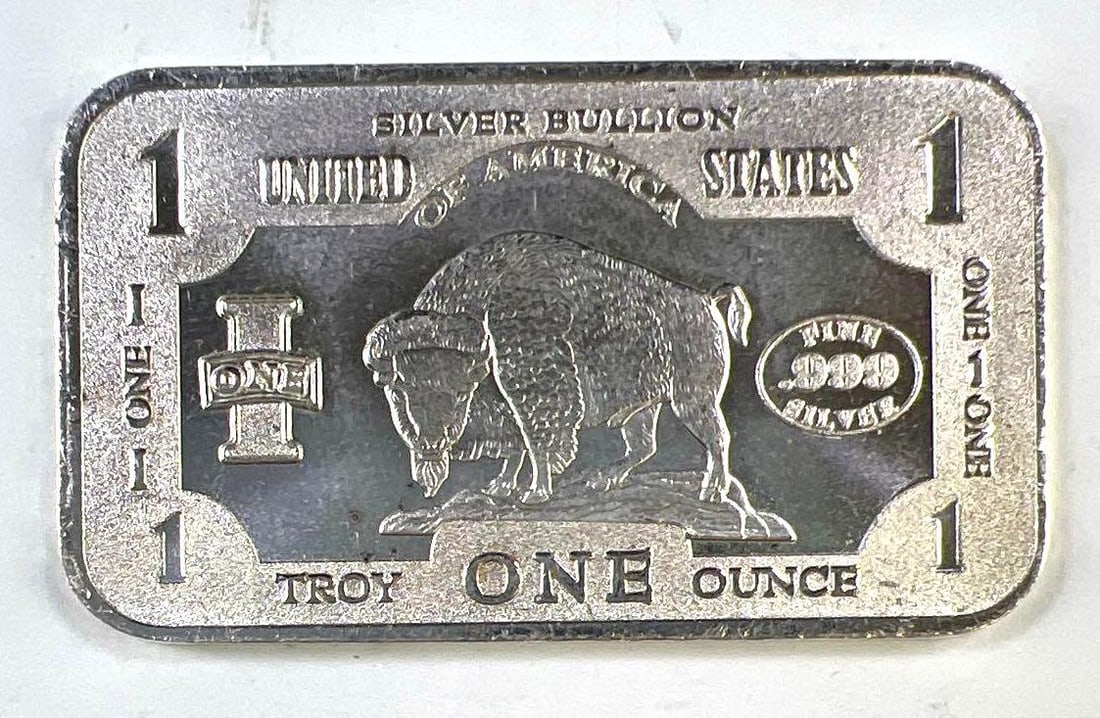 United States ?Silver Bullion Dollar? Buffalo 1 oz .999 Fine Silver Art Bar: United States Silver Bullion Dollar Buffalo 1 oz .999 Fine Silver Art Bar