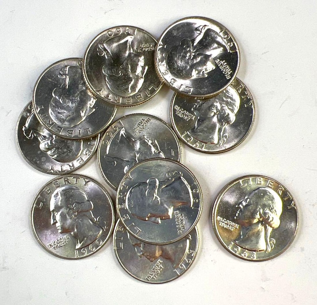 Group of 10 Washington Silver Quarters (1 of 1)