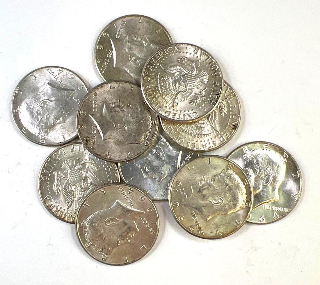 Group of 10 Kennedy Silver Half Dollars (1 of 1)
