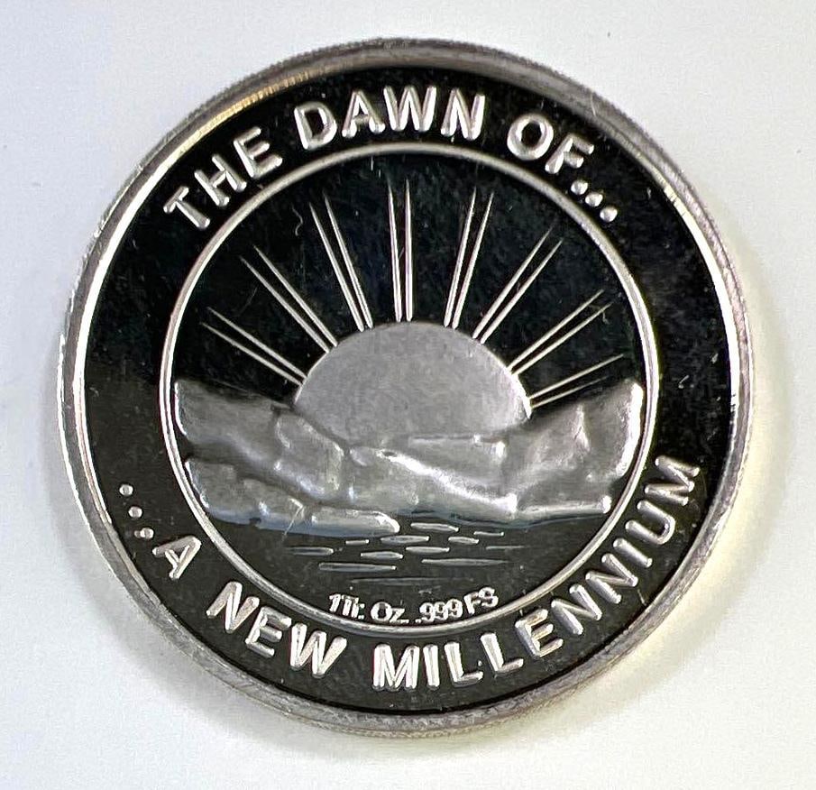 2000 Millennium Dawn of a New Millennium 1 Troy Oz .999 Fine Silver Round (1 of 2)
