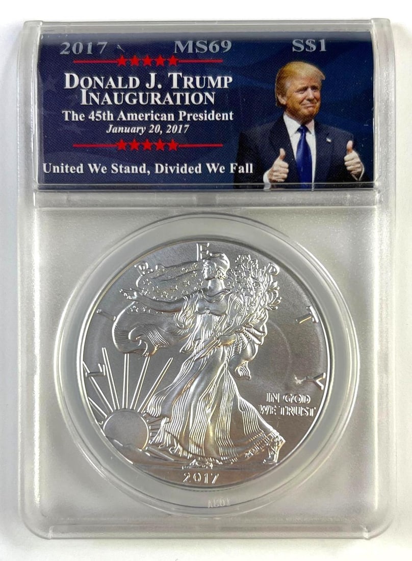 2017 Donald J. Trump Inauguration 1 oz .999 Fine Silver American Eagle ANACS MS69 (1 of 2)
