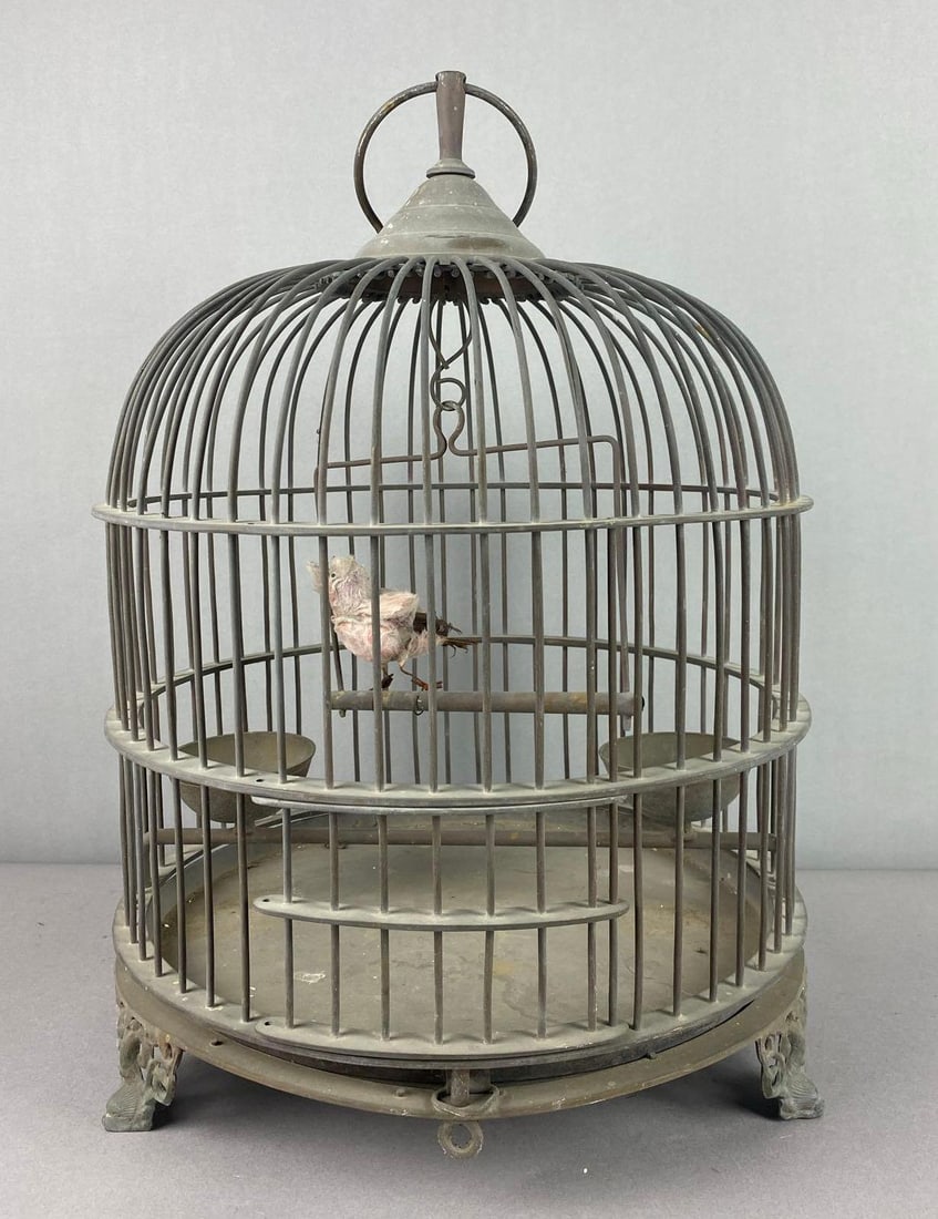 Antique Indian Brass Montgolfiere Dome-Top Bird Cage (1 of 2)