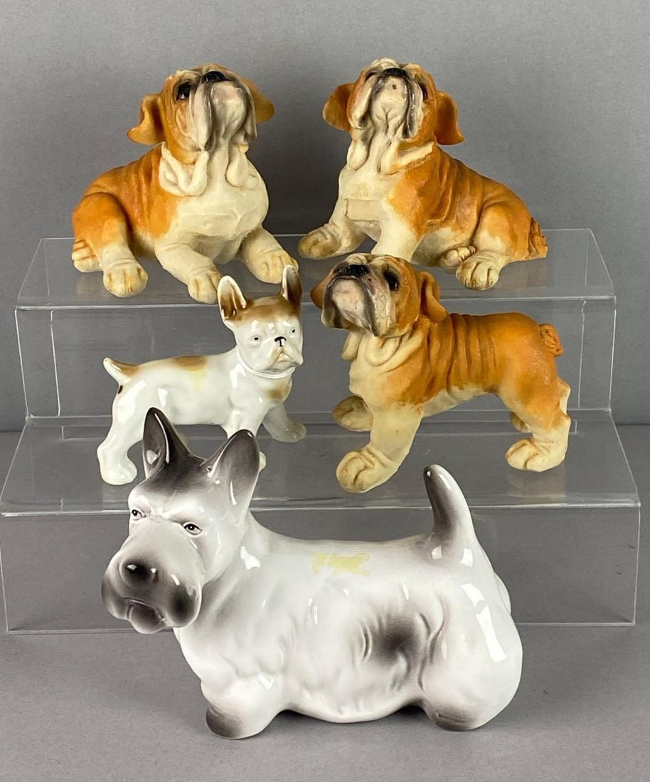 Group of 5 Decorative Resin Bulldog Figures and More (1 of 3)