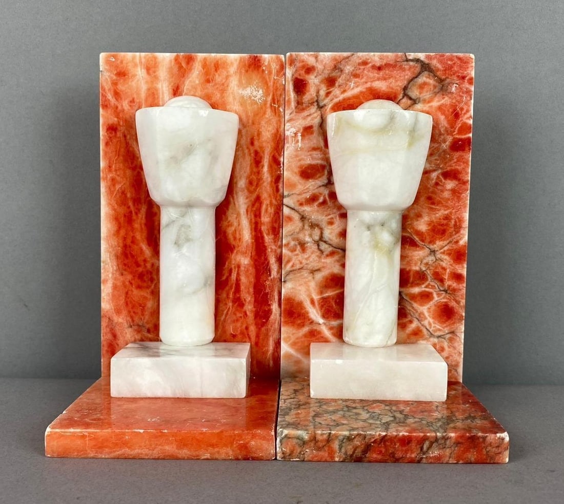 Vintage 1960?s Rose Colored Marble Bookends (1 of 3)