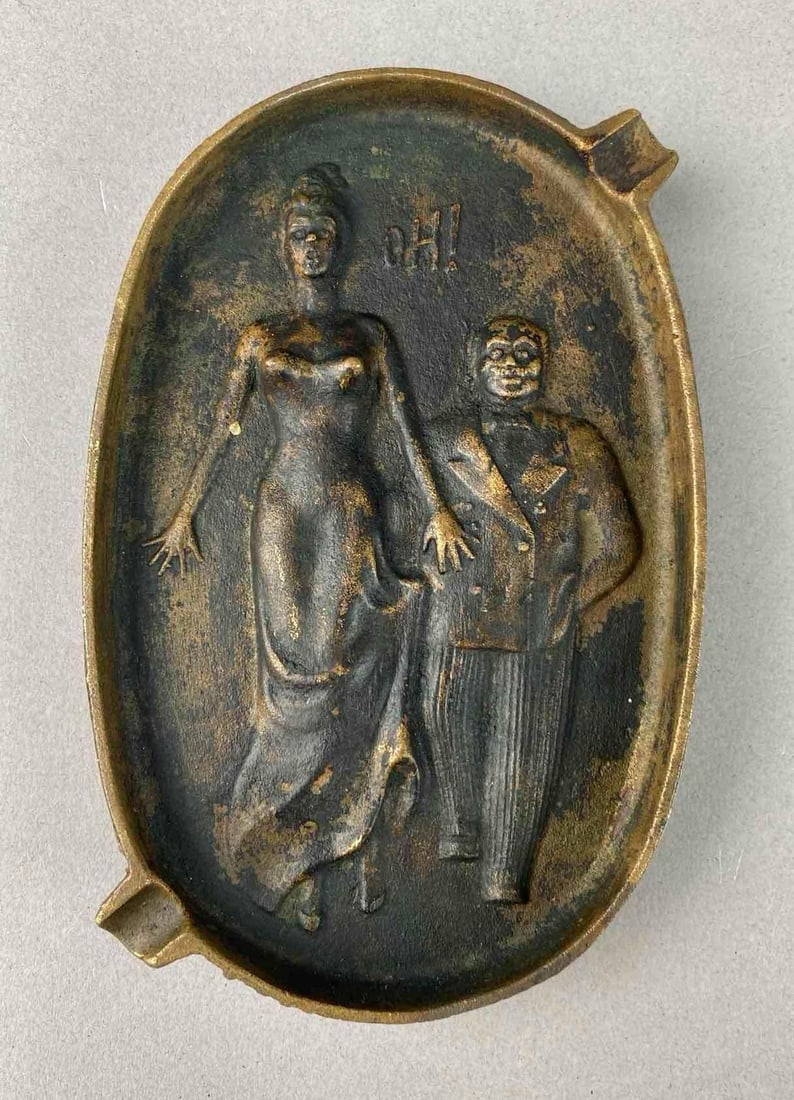 Vintage 1950?s Risque Cast Bronze Ashtray (1 of 2)