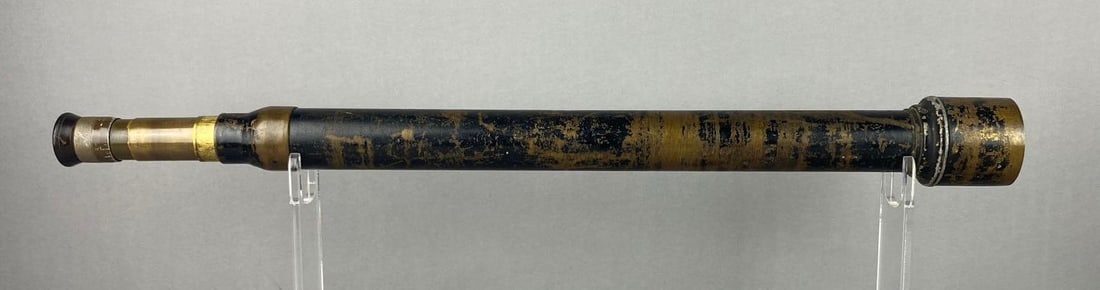 Antique WW2 USAF Military Collimator Brass Telescope: Most of the black paint has rubbed off. Measures 21 in length. Stands not included.
