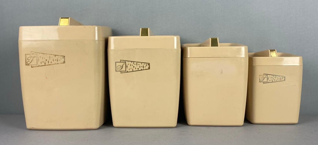 Group of 4 Vintage 1950?s Star Square Coffee Canisters (1 of 4)