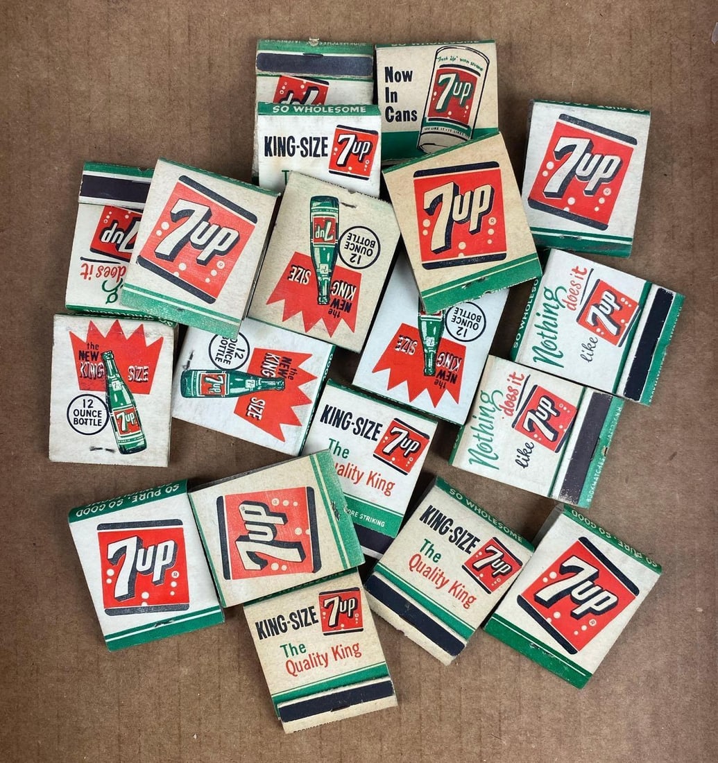 Group of Assorted Vintage King Size 7 Up Advertising Paper Matches