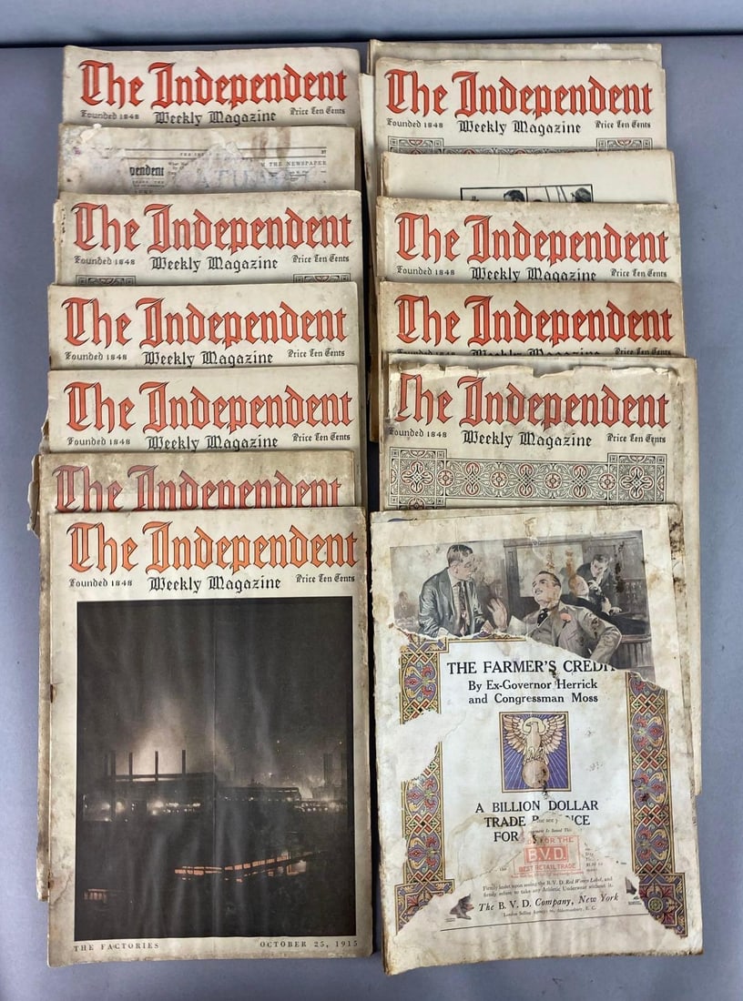 Group of 14 Antique 1915 The Independent Weekly Magazines