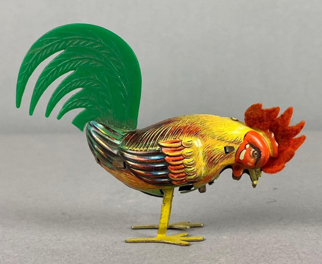 Vintage 1950?s U.S. Zone Germany Kohler Tin Litho Mechanical Wind-Up Rooster Toy (1 of 3)