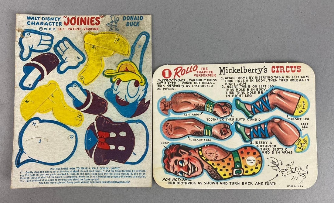 Group of 2 Antique 1940?s Cereal Premiums Punch Out Toys (1 of 3)