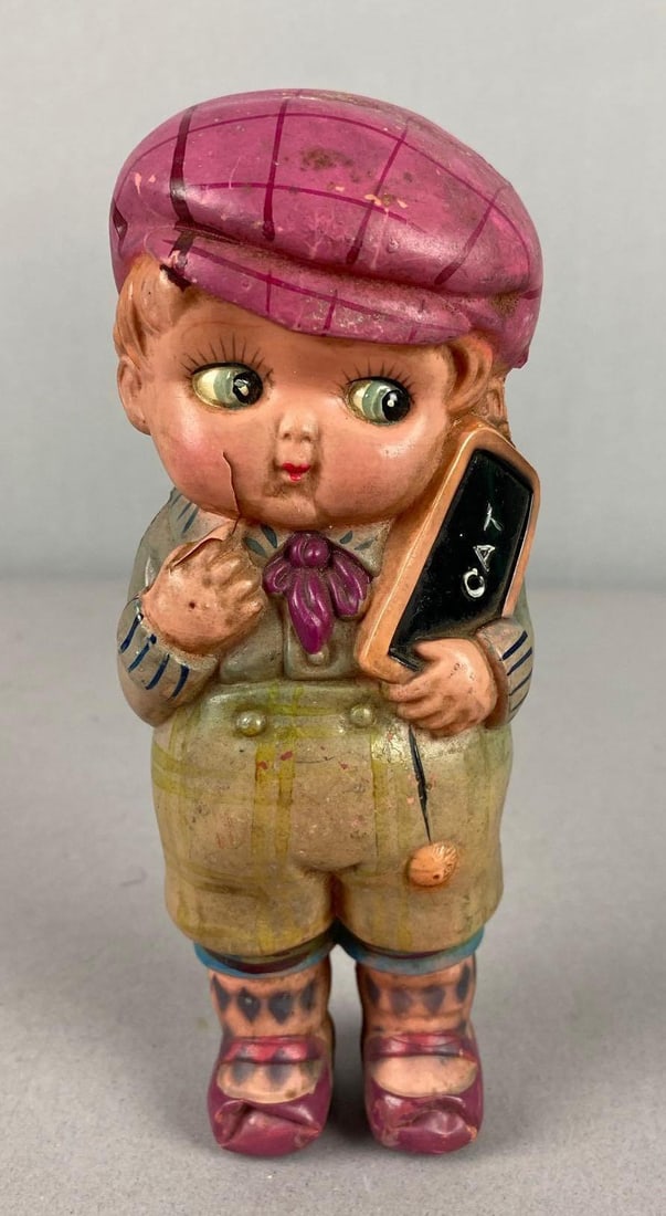 Vintage 1950?s Japan Celluloid School Boy Figure: Measure 7 tall. Has multiple cracks in plastic.