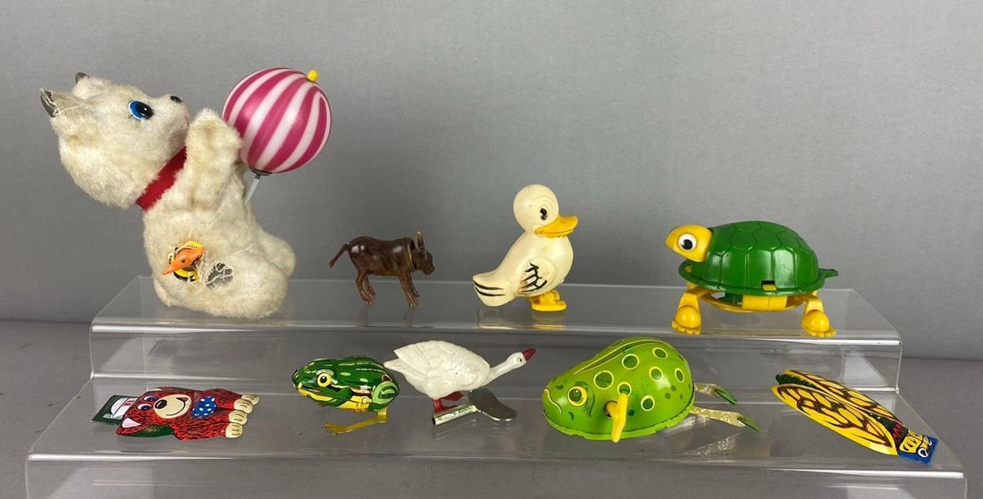 Group of 9 Vintage 1950?s German Mechanical Wind-Up Animal Toys and More (1 of 3)