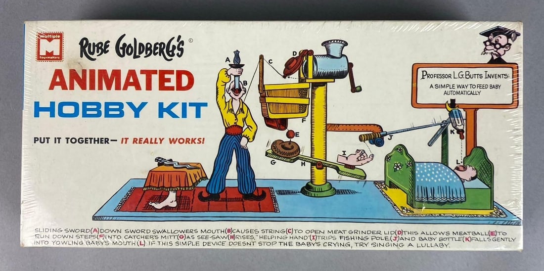 NOS 1965 Rube Goldberg?s Animated Automatic Baby Feeder Kit