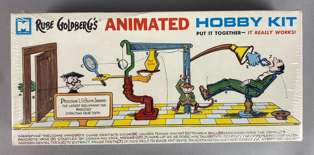 NOS 1965 Rube Goldberg?s Animated Painless False Teeth Extractor Kit (1 of 3)
