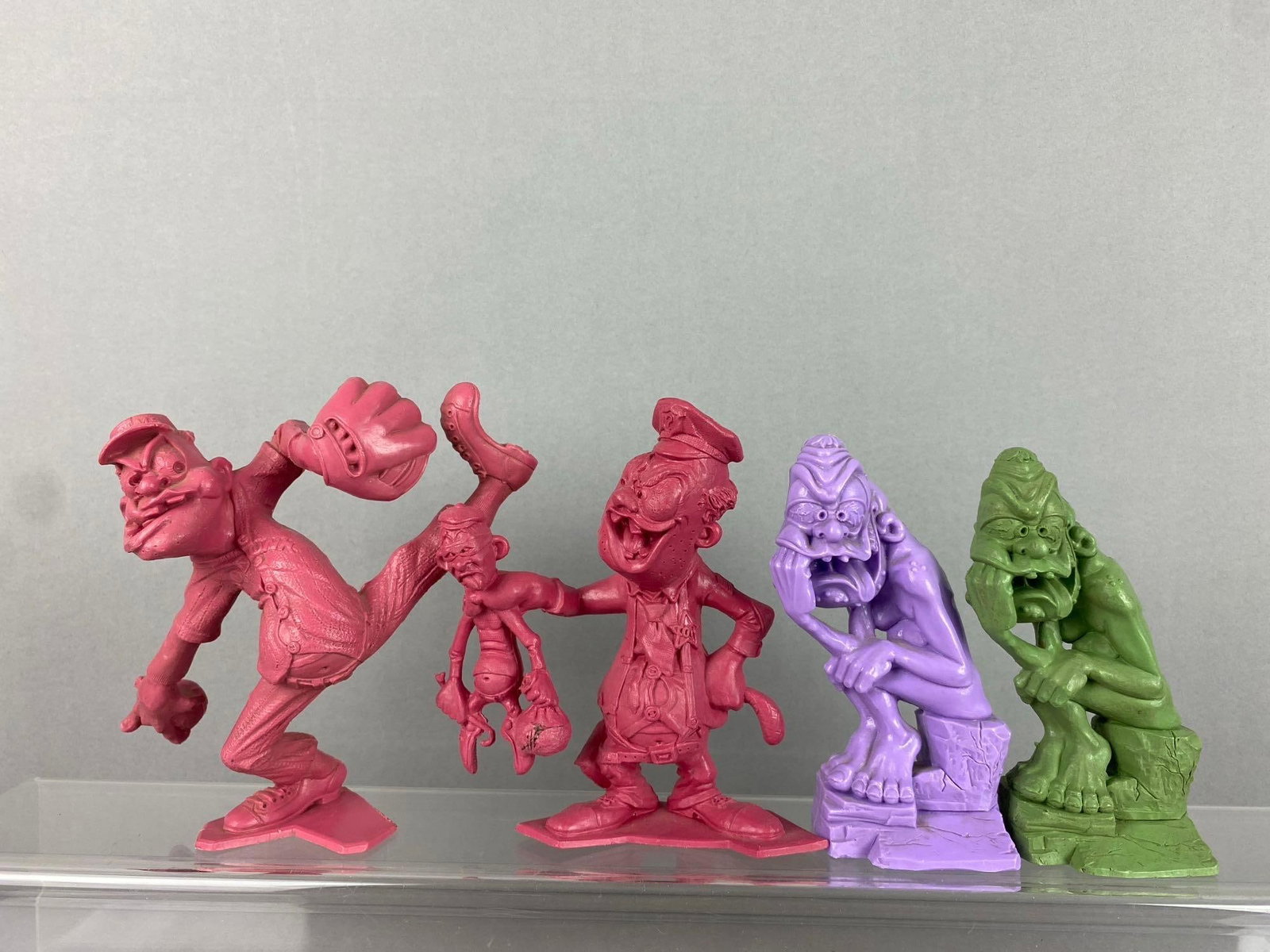 Group of 4 1963 Marx Ed ?Big Daddy? Nutty Mads Figures: Largest measures 4 tall.