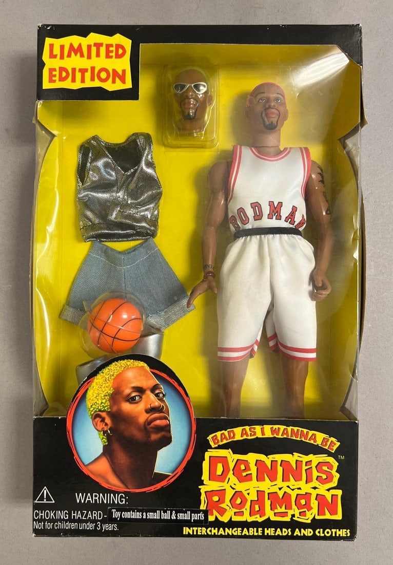 Limited Edition Dennis Rodman Bad As I Wanna Be Street Players 12 Action Figure: Ball is loose in packaging, box measures 8 1/2 inches W by 13 inches H by 2 1/2 inches D
