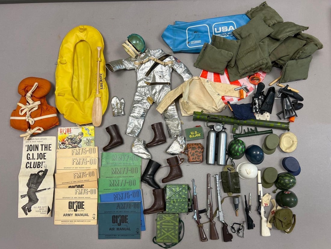 Large Vintage G.I. Joe Military Equipment and Accessory Lot w/ Inflatable Raft, Uniforms and Gear (1 of 3)