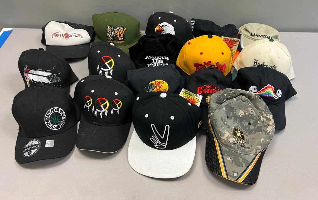 Large Lot of Assorted Baseball Caps ? MTV, Bass Pro, Stanley Cup, U.S. Army and Novelty Hats (1 of 4)