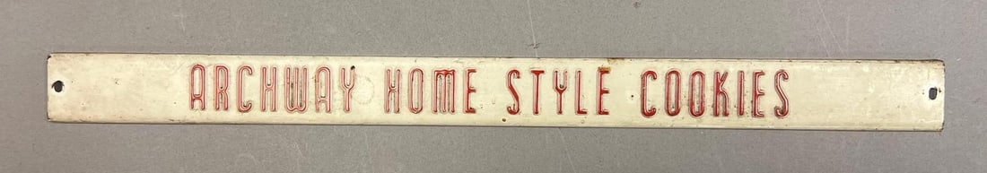 Vintage Archway Home Style Cookies Embossed Metal Advertising Door Push: Door Push, 20 x 1 3/4 inches