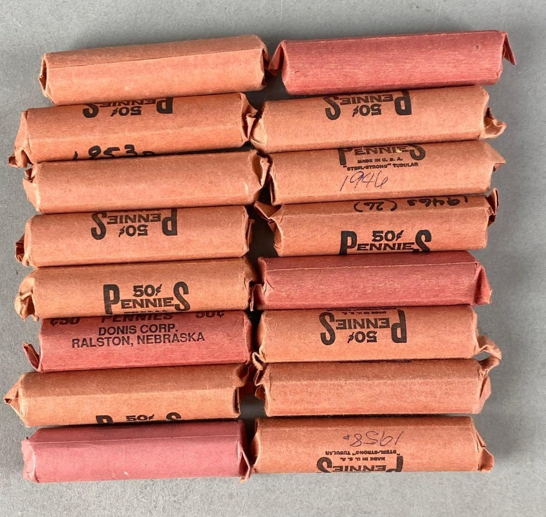 Group of 16 50? Rolls of US Wheat Pennies (1 of 3)