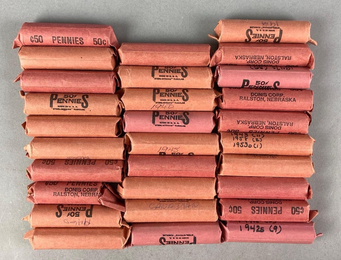 Group of 29 50? Rolls of US Wheat Pennies (1 of 1)