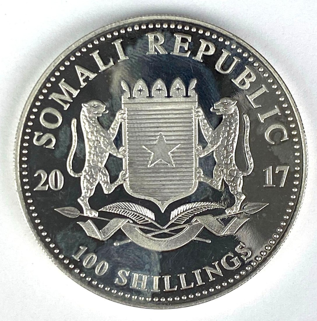 2017 Somali Republic 100 Shillings African Wildlife Elephant 999.9 Silver 1 oz Coin (1 of 2)