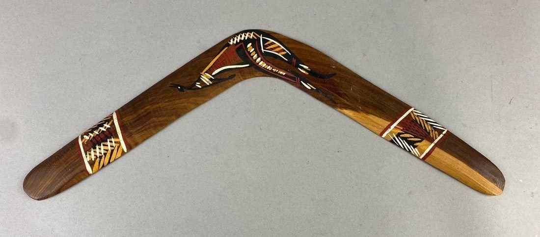 Vintage Australian Aboriginal Art Wood Boomerang