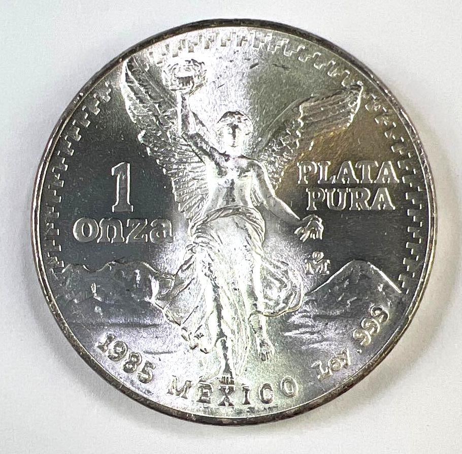 1985 Mexico Libertad 1 Onza .999 Fine Silver Coin (1 of 2)