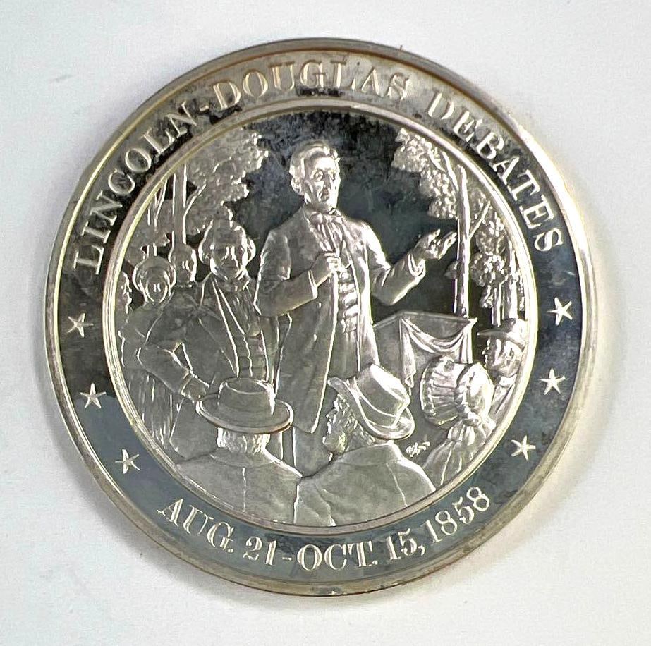 1858 Lincoln-Douglas Debates Sterling Silver Coin: 41 grams