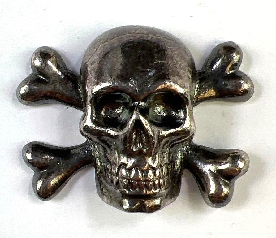 Rix Metal Worx 2.36 Troy Oz .999 Fine Silver Hand-Poured Skull and Crossbones Bar