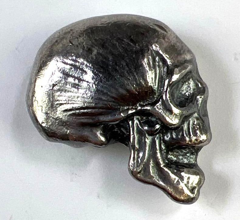 Reckless Metals LE #003 2 Troy oz .999 Fine Silver Skull Hand-Poured Bar (1 of 2)