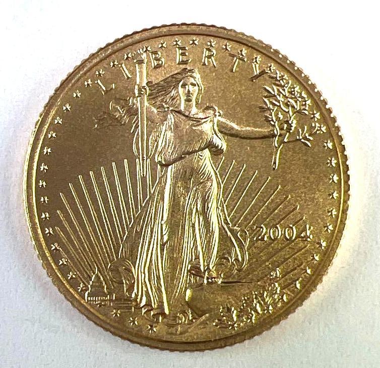 2004 US $5 American Gold Eagle 1/10 oz Fine Gold Coin (1 of 2)