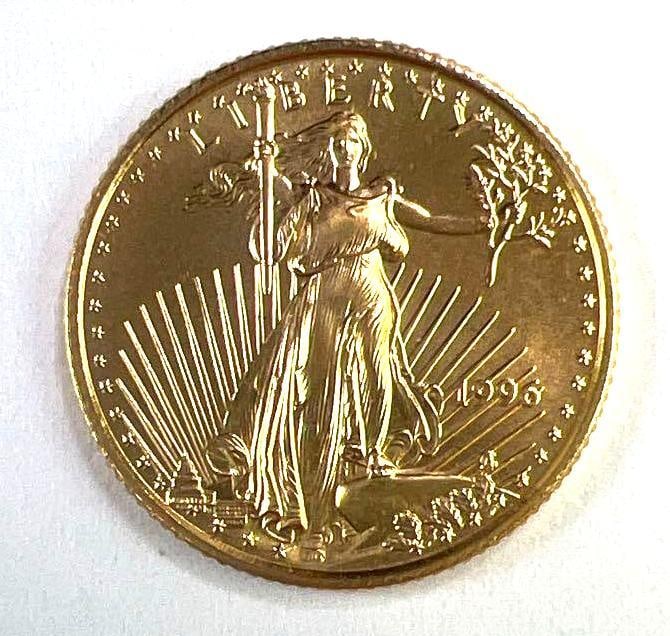 1996 US $5 American Gold Eagle 1/10 oz Fine Gold Coin (1 of 2)