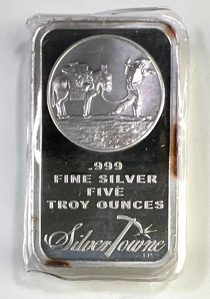 SilverTowne Prospector 5 oz .999 Fine Silver Bullion Bar (1 of 2)