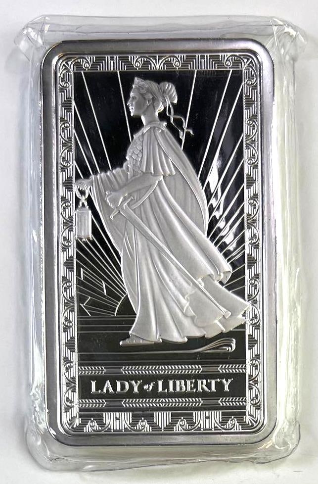 PAMP Suisse 10 oz Lady of Liberty .999 Fine Silver Bullion Bar: PAMP Suisse 10 oz Lady of Liberty .999 Fine Silver Bullion Bar