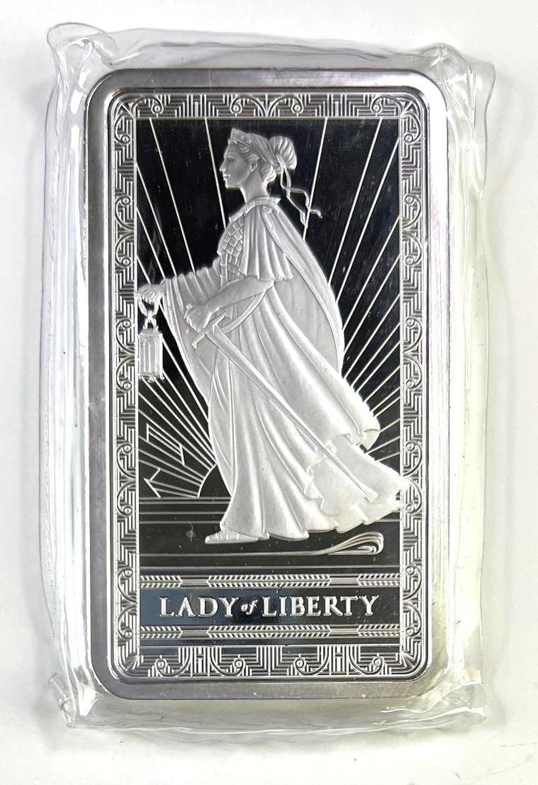 PAMP Suisse 10 oz Lady of Liberty .999 Fine Silver Bullion Bar: PAMP Suisse 10 oz Lady of Liberty .999 Fine Silver Bullion Bar
