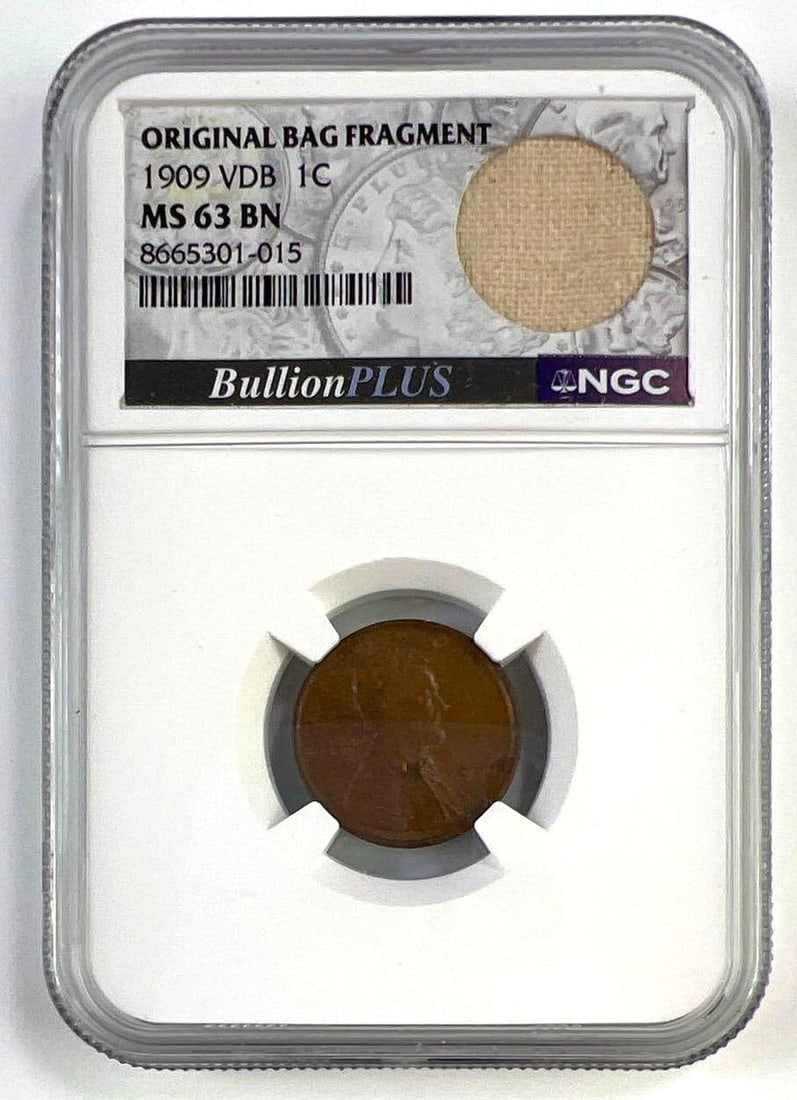 1909 VDB Lincoln Wheat Cent 1C NGC MS63 BN BullionPLUS Original Bag Fragment Holder (1 of 2)