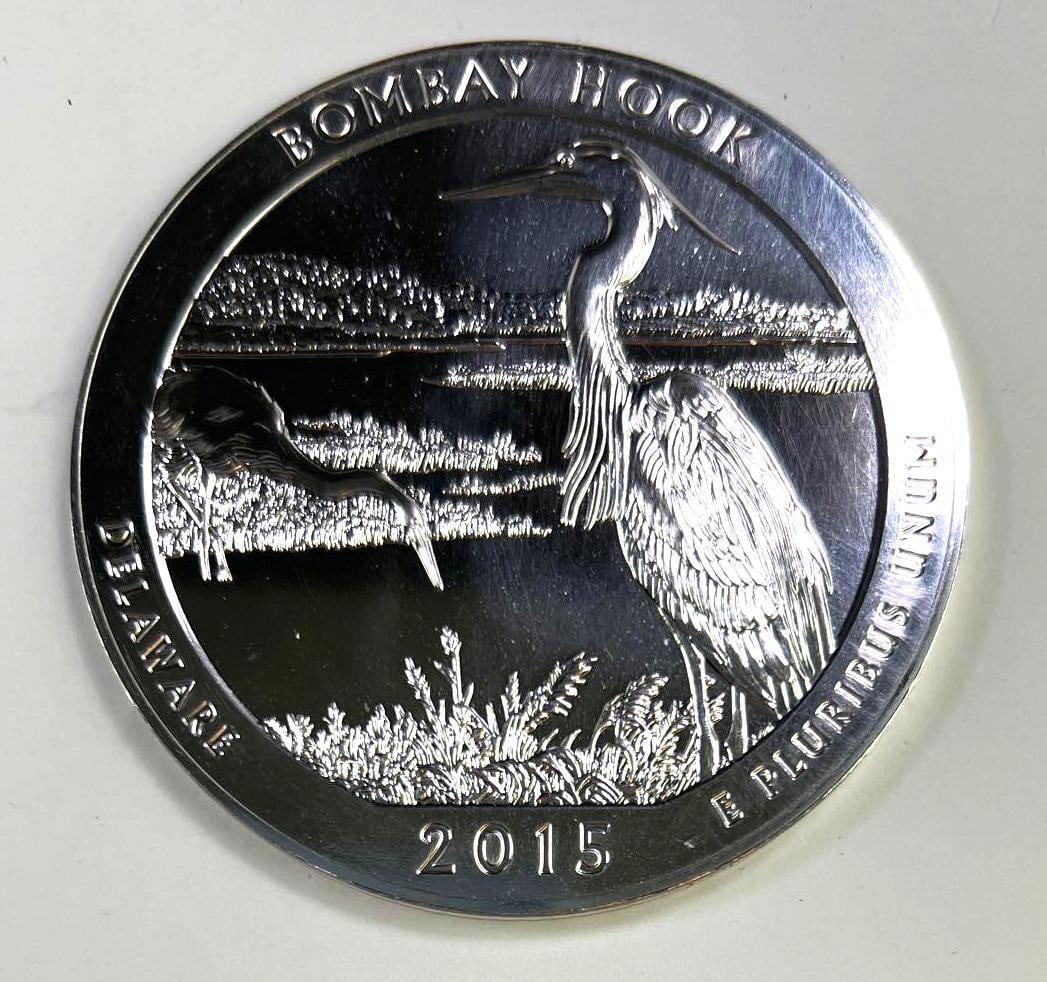 2015-P ATB Bombay Hook National Wildlife Refuge 5 oz .999 Fine Silver Round (1 of 2)
