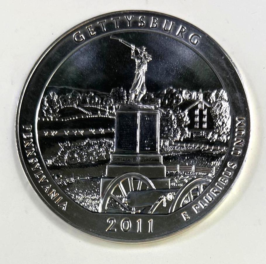 2011-P ATB Gettysburg National Military Park 5 oz .999 Fine Silver Round (1 of 2)