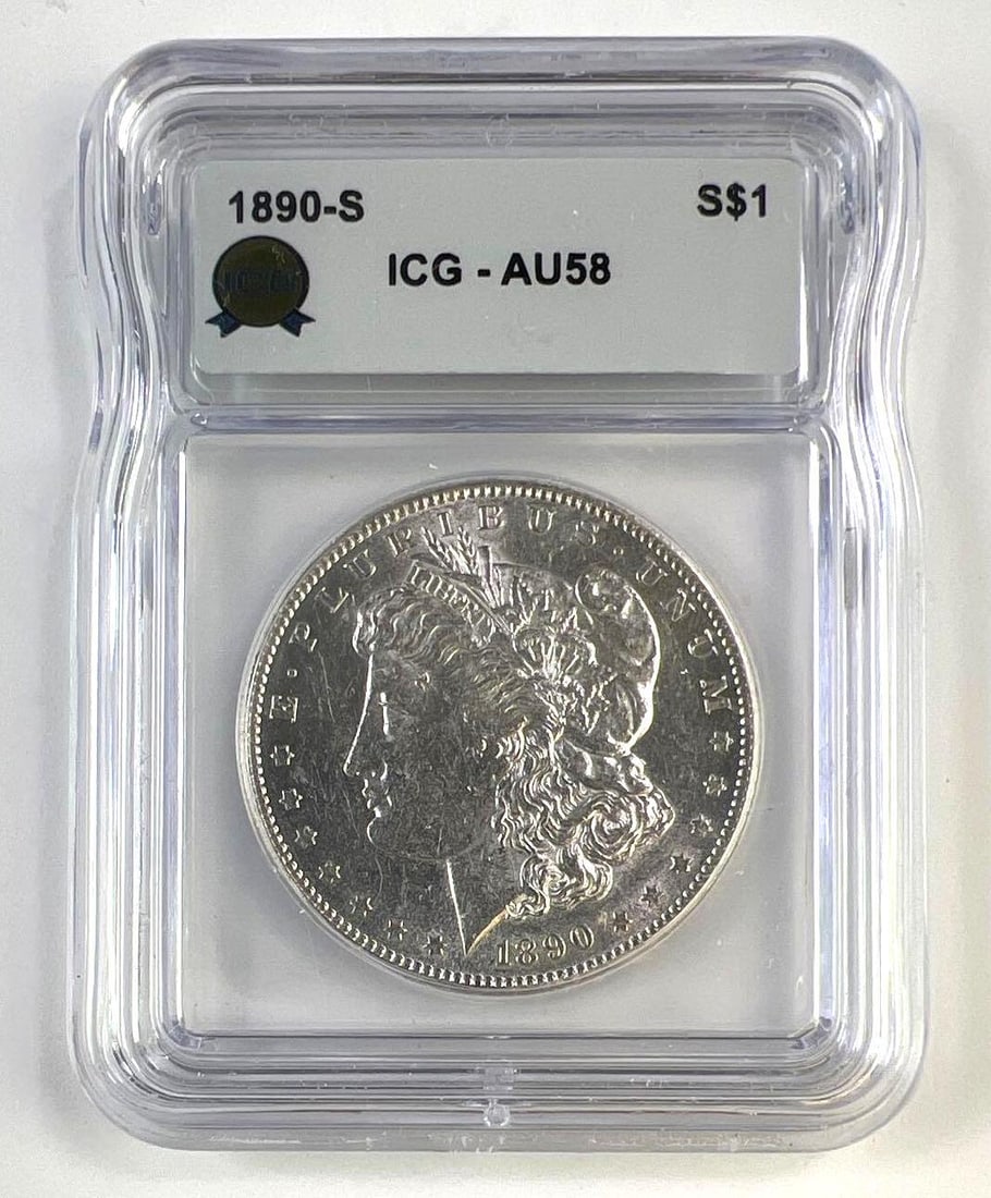 1890-S Morgan Silver Dollar ICG AU-58