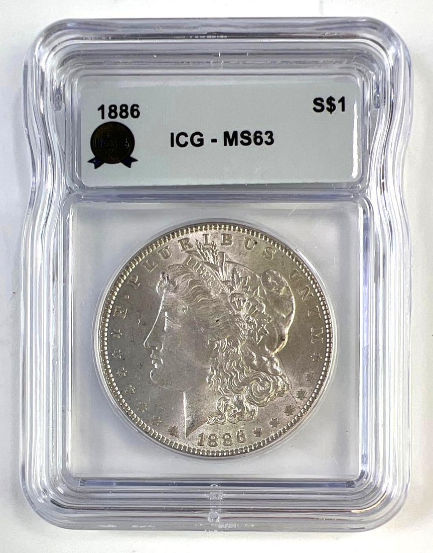 1886 Morgan Silver Dollar ICG MS-63: 1886 Morgan Silver Dollar ICG MS-63