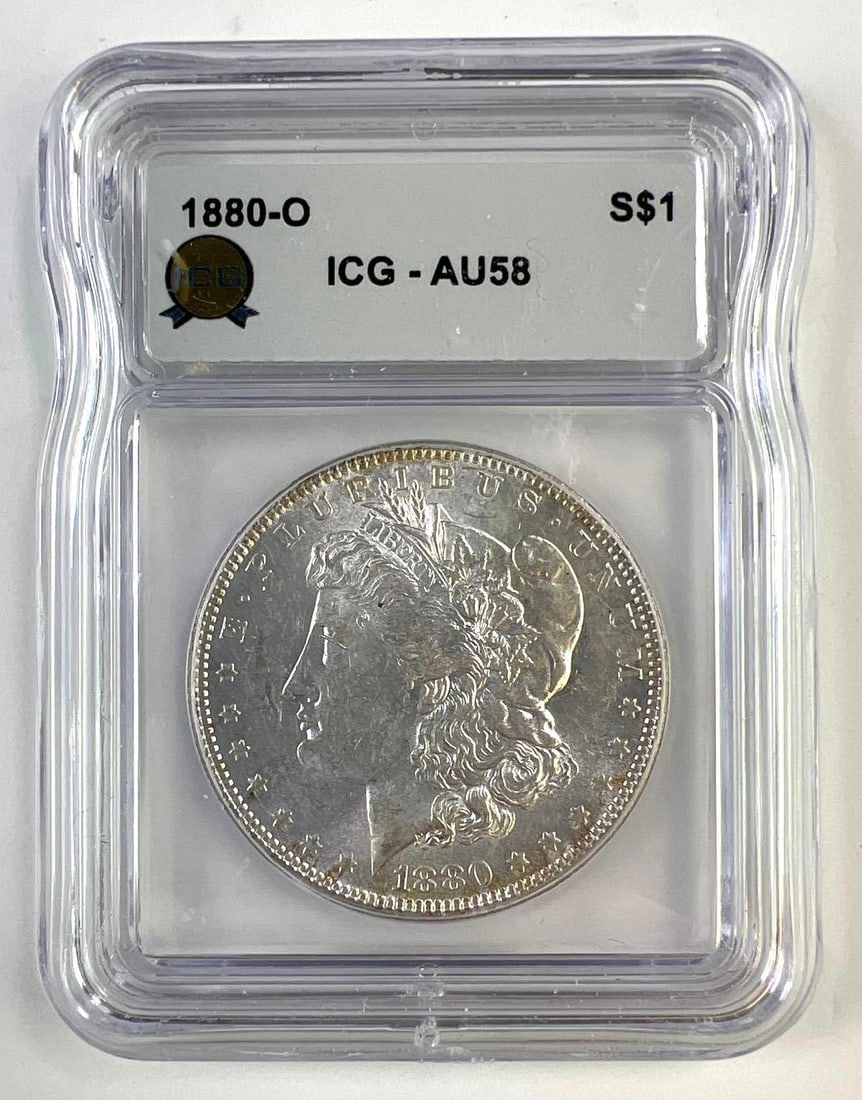 1880-O Morgan Silver Dollar ICG AU-58: 1880-O Morgan Silver Dollar ICG AU-58