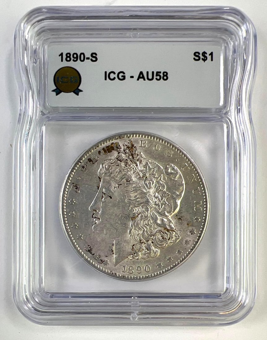 1890-S Morgan Silver Dollar ICG AU-58 (1 of 2)