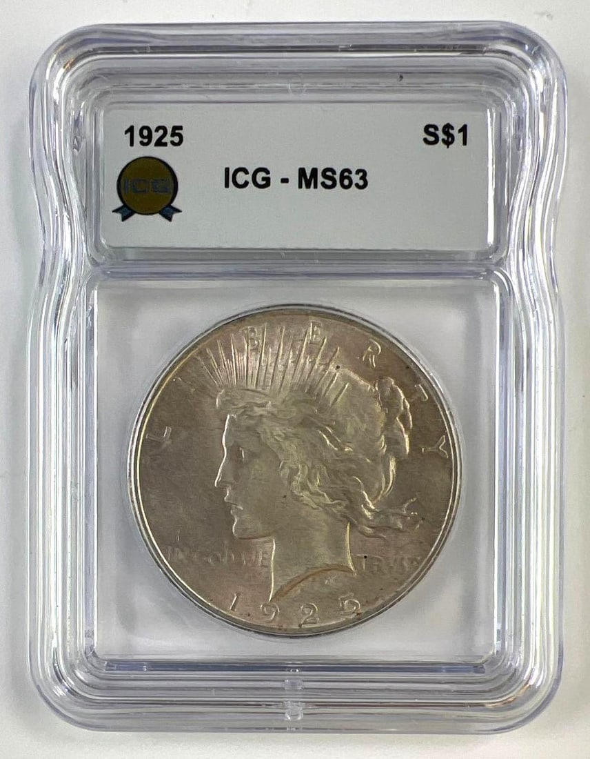 1925 US Peace Silver Dollar ICG MS-63: 1925 US Peace Silver Dollar ICG MS-63