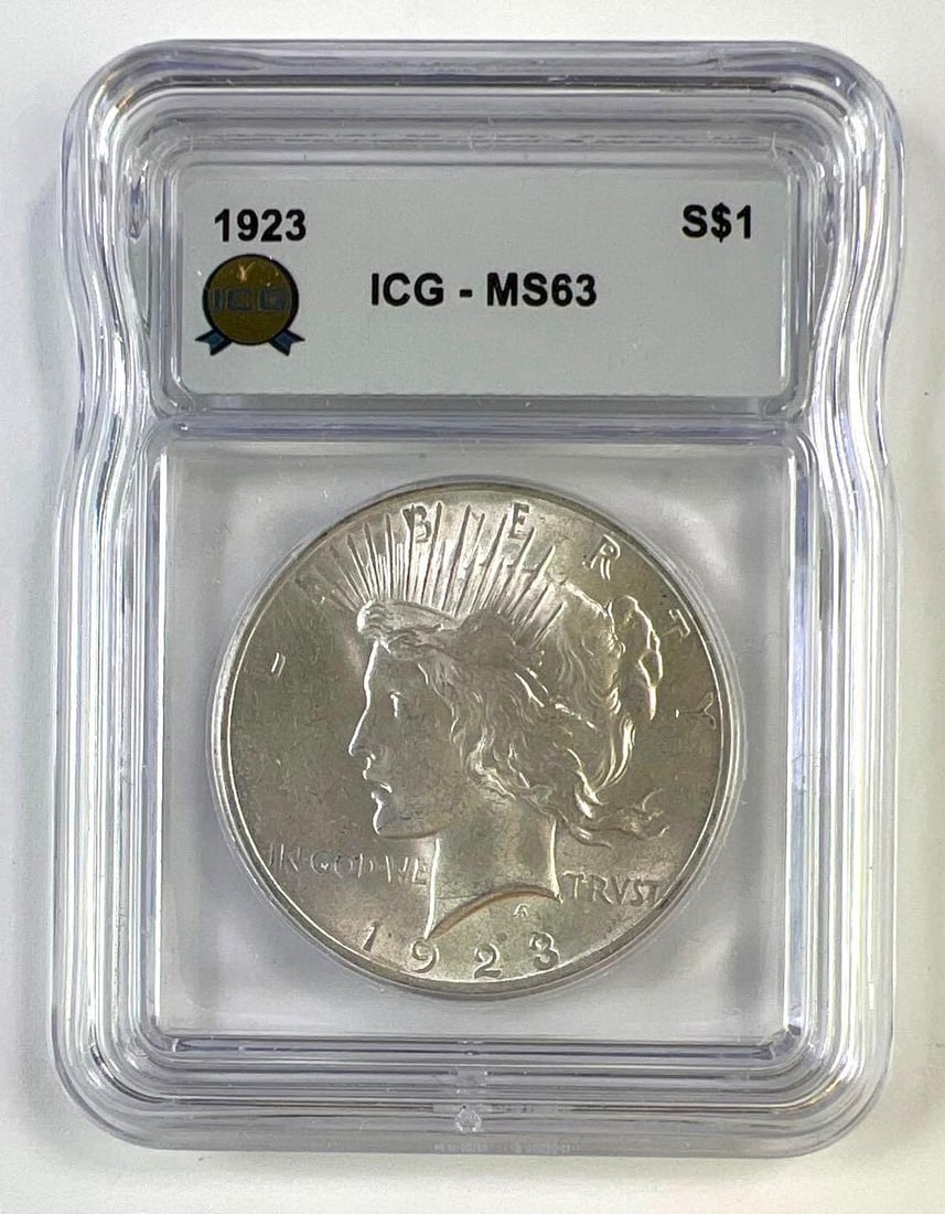 1923 US Peace Silver Dollar ICG MS-63: 1923 US Peace Silver Dollar ICG MS-63