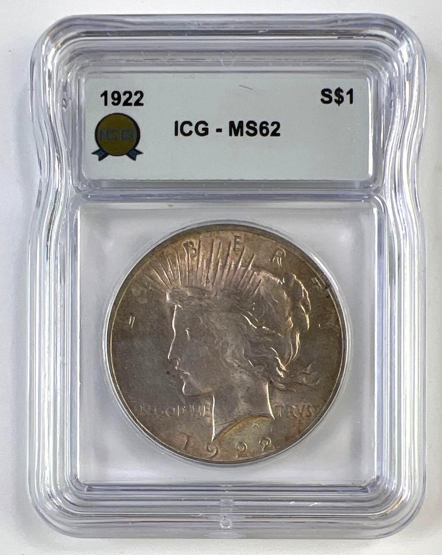 1922 US Peace Silver Dollar ICG MS-62: 1922 US Peace Silver Dollar ICG MS-62