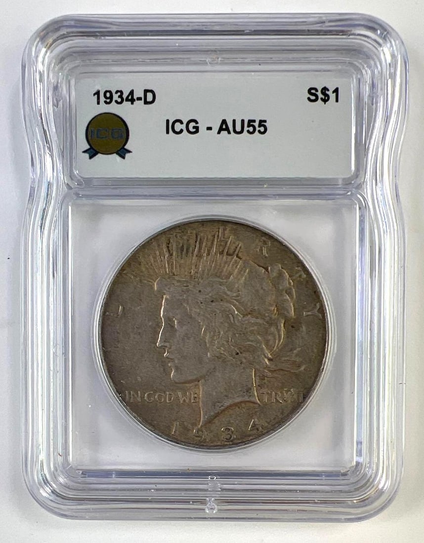 1934-D US Peace Silver Dollar ICG AU-55 (1 of 2)
