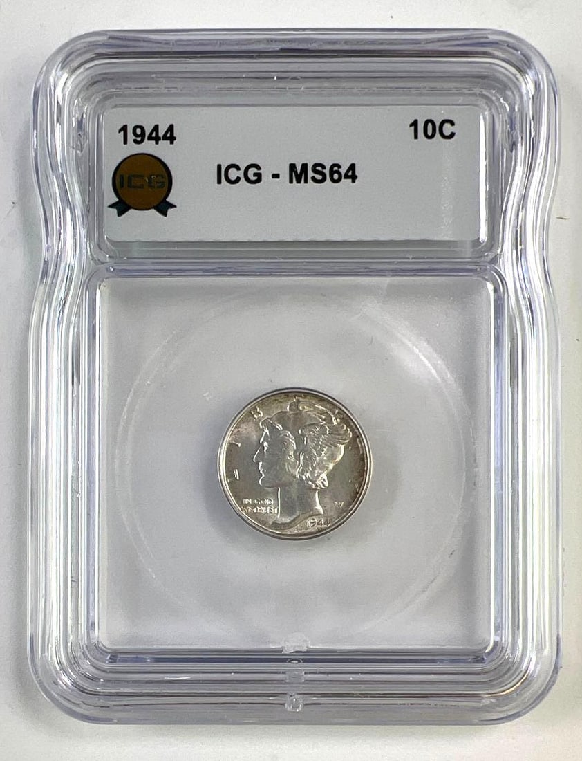 1944 US Mercury Silver Dime ICG MS-64: 1944 US Mercury Silver Dime ICG MS-64