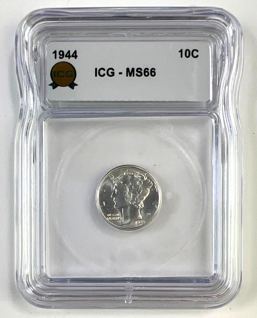 1944 US Mercury Silver Dime ICG MS-66: 1944 US Mercury Silver Dime ICG MS-66